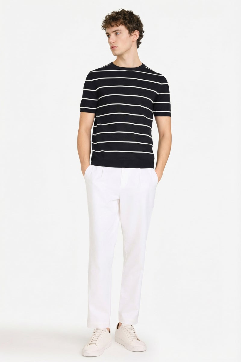 DeFacto White Man Regular Fit Regular Hem Cotton Trousers Casual - Image 1